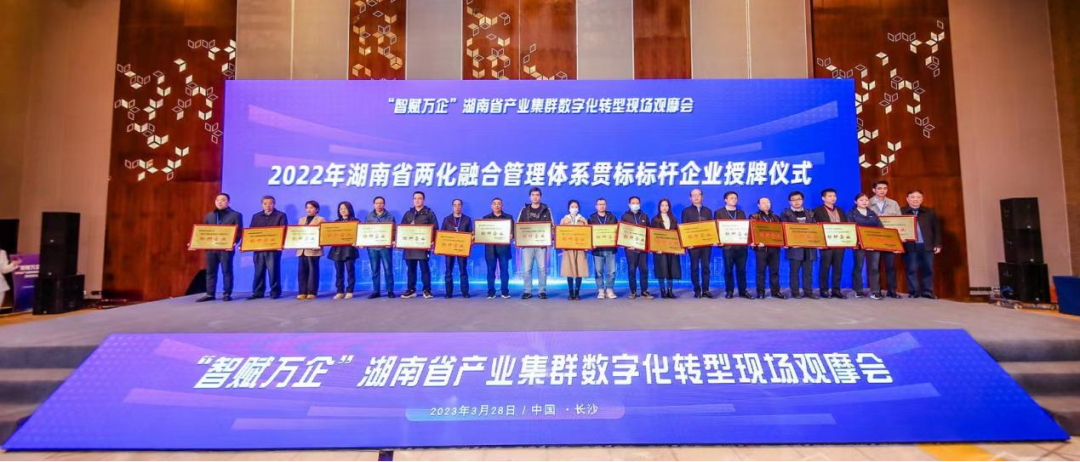 点赞!beat365官网获评2022年度湖南省两化融合管理体系贯标标杆企业