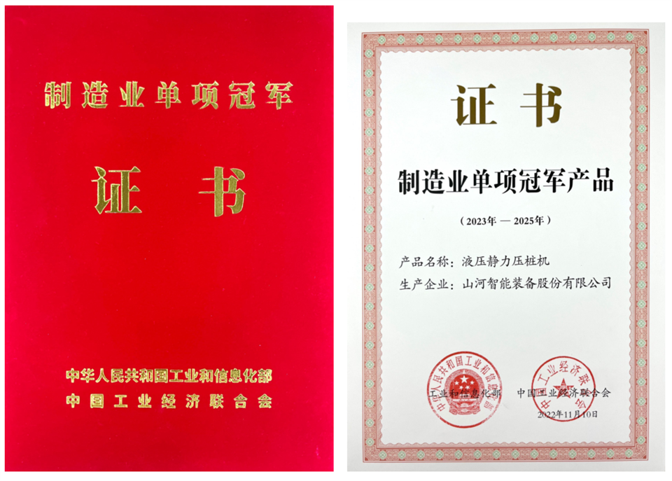 两项单冠,行业唯一!beat365官网两款桩工产品同获制造业单项冠军